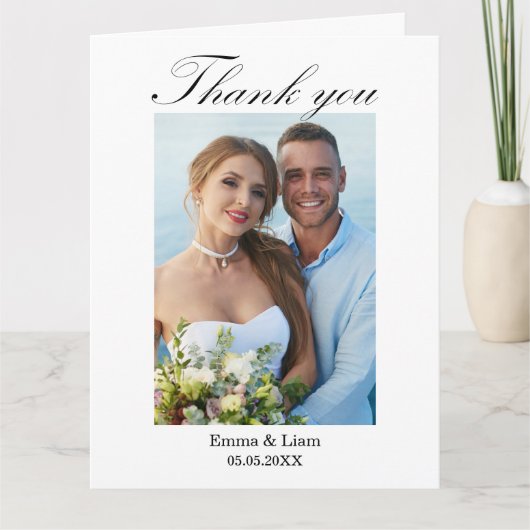Minimalistische & moderne trouwfoto bedankkaart (Voorkant)