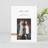 Minimalistische moderne trouwfoto save the date (Staand voorkant)