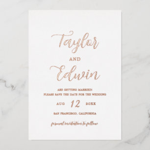 Minimalistische Moderne Trouwkaart Save the Date Folie Uitnodiging
