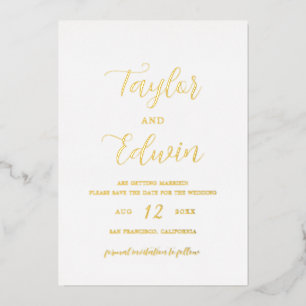 Minimalistische Moderne Trouwkaart Save the Date Folie Uitnodiging