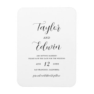 Minimalistische Moderne Trouwkaart Save the Date Magneet