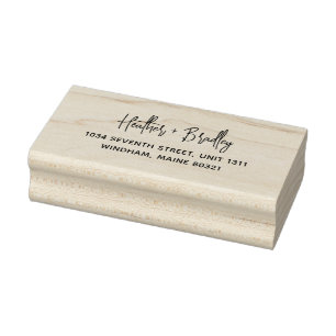Minimalistische moderne trouwretouradres rubberstempel