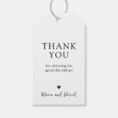 Minimalistische moderne trouwtrofee bedanken cadeaulabel (Voorkant)