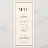 Minimalistische moderne typografie Beige Crème Tro Menu (Voorkant)