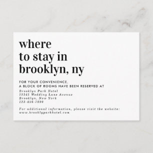 Minimalistische moderne typografie bruiloft accomm informatiekaartje