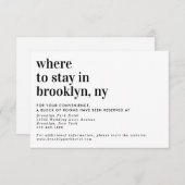 Minimalistische moderne typografie bruiloft accomm informatiekaartje (Voorkant / Achterkant)