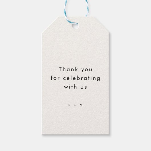 Minimalistische moderne typografie bruiloft cadeaulabel (Voorkant)