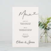 Minimalistische moderne typografie bruiloft menu K (Staand voorkant)