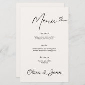 Minimalistische moderne typografie bruiloft menu K (Voorkant / Achterkant)