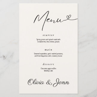 Minimalistische moderne typografie bruiloft menu K