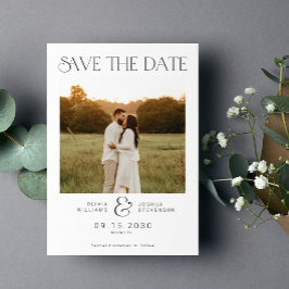 Minimalistische moderne typografie eenvoudige foto save the date