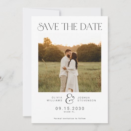 Minimalistische moderne typografie eenvoudige foto save the date (Voorkant)
