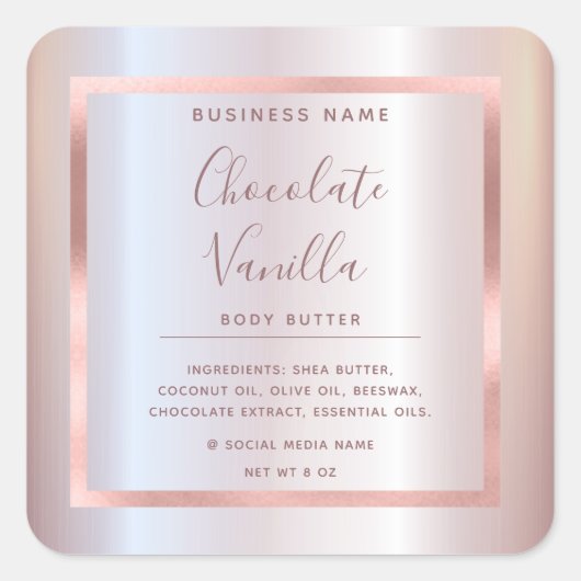 Minimalistische moderne typografie folie roze goud vierkante sticker (Voorkant)