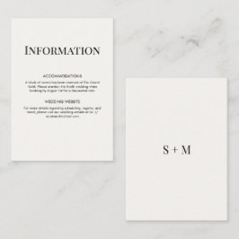Minimalistische moderne typografie huwelijksdetail informatiekaartje