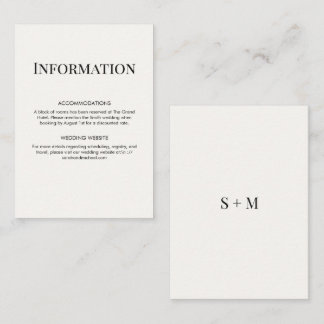 Minimalistische moderne typografie huwelijksdetail informatiekaartje