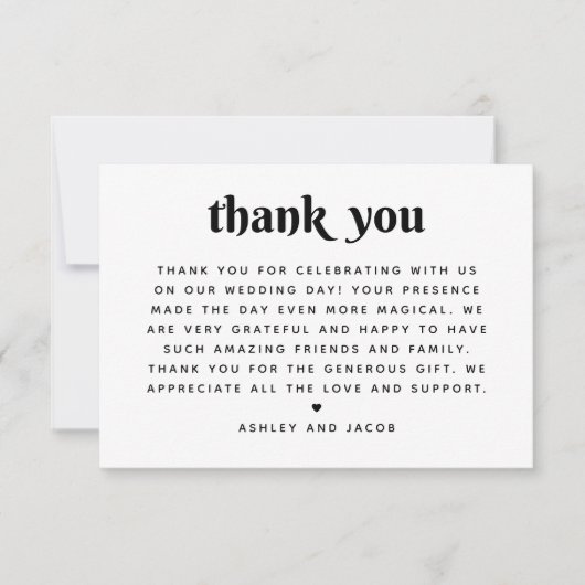 Minimalistische moderne typografie | Schone Chic b Bedankkaart (Voorkant)