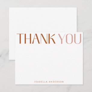 Minimalistische moderne Typografie Terracotta Naam Bedankkaart