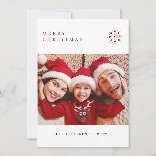 Minimalistische moderne typografie vrolijke kerstf feestdagenkaart (Voorkant)