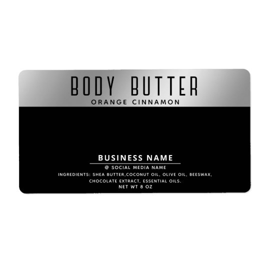 Minimalistische moderne typografie zilver zwart la etiket (Voorkant)