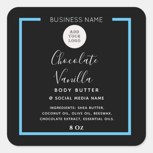 Minimalistische moderne typografie zwart product v vierkante sticker (Voorkant)