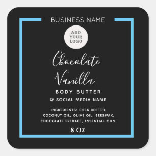 Minimalistische moderne typografie zwart product v vierkante sticker