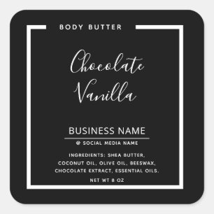 Minimalistische moderne typografie zwart product v vierkante sticker