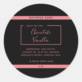 Minimalistische moderne typografie zwarte productl ronde sticker