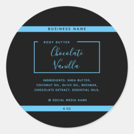 Minimalistische moderne typografie zwarte productl ronde sticker