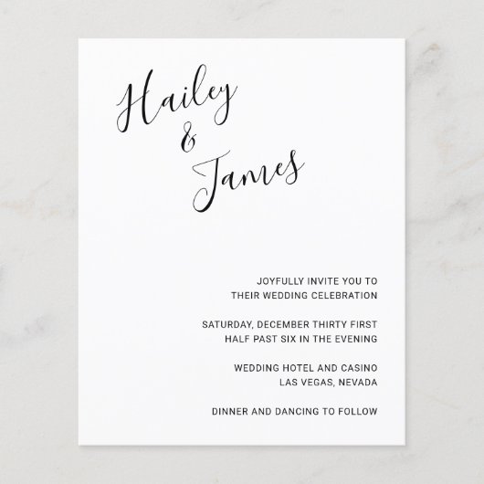 Minimalistische moderne uitnodiging tot weddenscha (Voorkant)