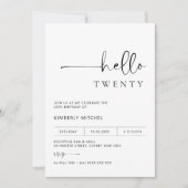 Minimalistische Moderne uitnodiging van de 20e ver (Voorkant)