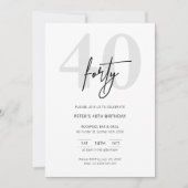 Minimalistische Moderne uitnodiging van de 40ste v (Voorkant)