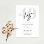 Minimalistische Moderne uitnodiging van de 40ste v<br><div class="desc">Deze minimalistische typografie van de 40ste verjaardag is perfect voor een modern verjaardagsfeest. Het eenvoudige ontwerp biedt een klassieke, minimalistische zwart-witte typografie met een modern gevoel. in elke kleur. Houd het ontwerp minimaal en elegant, zoals het is, of personaliseer het door uw eigen grafiek en kunstwerk toe te voegen. Voor...</div>