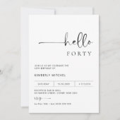 Minimalistische Moderne uitnodiging van de 40ste v (Voorkant)