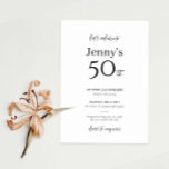 Minimalistische Moderne uitnodiging van de 50ste v<br><div class="desc">Deze minimalistische typografie van de 50ste verjaardag is perfect voor een modern verjaardagsfeest. Het eenvoudige ontwerp biedt een klassieke, minimalistische zwart-witte typografie met een modern gevoel. in elke kleur. Houd het ontwerp minimaal en elegant, zoals het is, of personaliseer het door uw eigen grafiek en kunstwerk toe te voegen. Voor...</div>