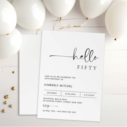 Minimalistische Moderne uitnodiging van de 50ste v