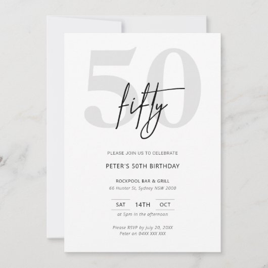Minimalistische Moderne uitnodiging van de 50ste v (Voorkant)