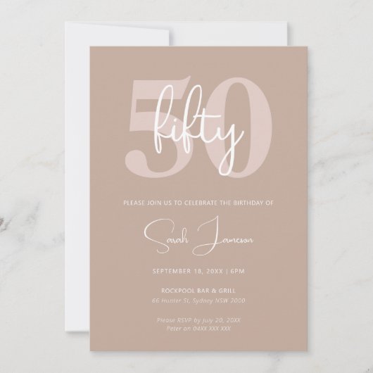 Minimalistische Moderne uitnodiging van de 50ste v (Voorkant)