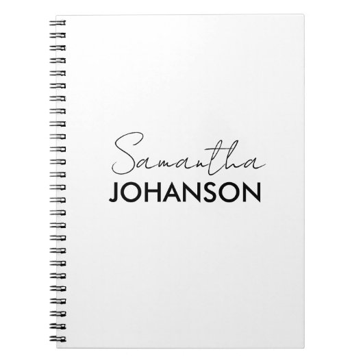 Minimalistische Moderne Verfijnde Script Naam Notitieboek (Voorkant)