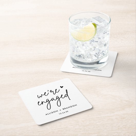 Minimalistische moderne verlovingsfeest Verloving Kartonnen Onderzetters (Insitu)