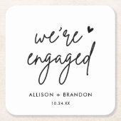 Minimalistische moderne verlovingsfeest Verloving Kartonnen Onderzetters (Voorkant)