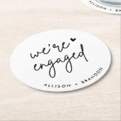 Minimalistische moderne verlovingsfeest Verloving Ronde Kartonnen Onderzetter (Gebogen)