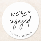 Minimalistische moderne verlovingsfeest Verloving Ronde Kartonnen Onderzetter (Voorkant)