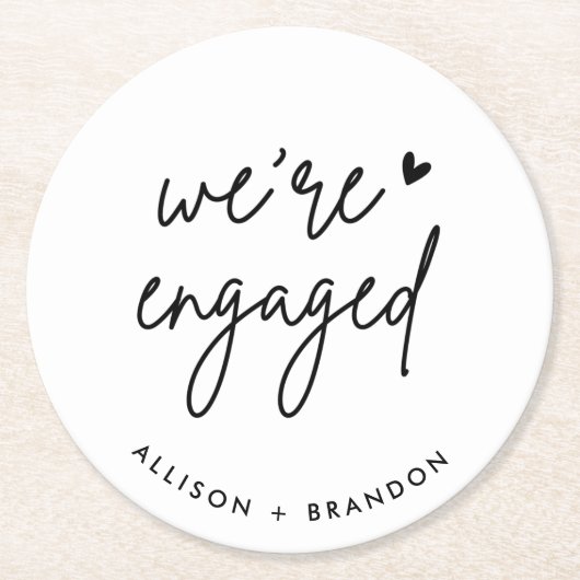 Minimalistische moderne verlovingsfeest Verloving Ronde Kartonnen Onderzetter (Voorkant)