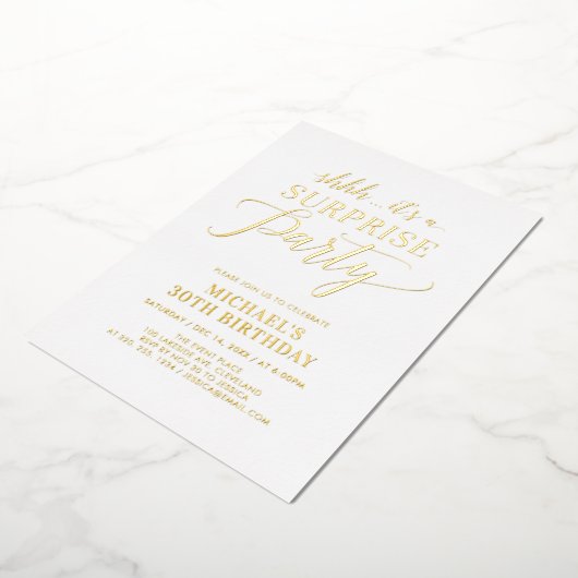 Minimalistische moderne verrassing volwassen verja folie uitnodiging (Gedraaid)