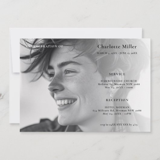 Minimalistische moderne viering van het leven begr kaart (Voorkant)