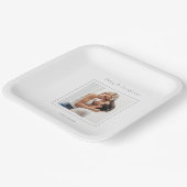 Minimalistische moderne vierkante foto bruiloft papieren bordje (Gebogen)