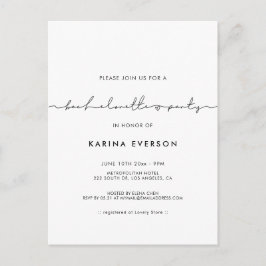 Minimalistische moderne vrijgezellenfeestuitnodigi briefkaart