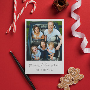 Minimalistische moderne vrolijke kerst familie fot feestdagenkaart