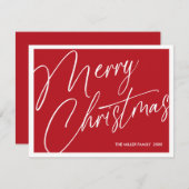 Minimalistische moderne vrolijke kerst Kaart - Cus (Voorkant / Achterkant)