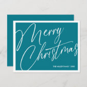 Minimalistische moderne vrolijke kerst Kaart - Cus (Voorkant / Achterkant)